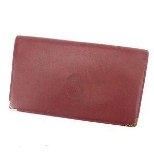 Cartier Wallet Purse Mastline Red Gold Woman unisex Authentic Used